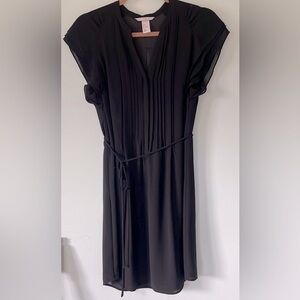 H&M little black dress, casual v-neck pleated dress, size 8